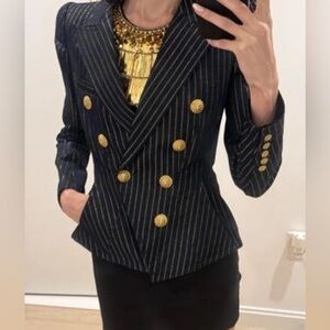 Balmain Blazer Stripe Blue Jean. Size 34fr . NWOT.